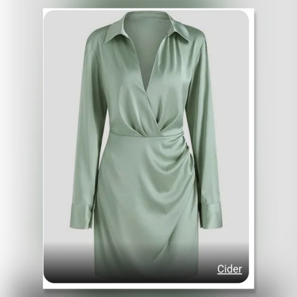 Long sleeve satin mini dress
